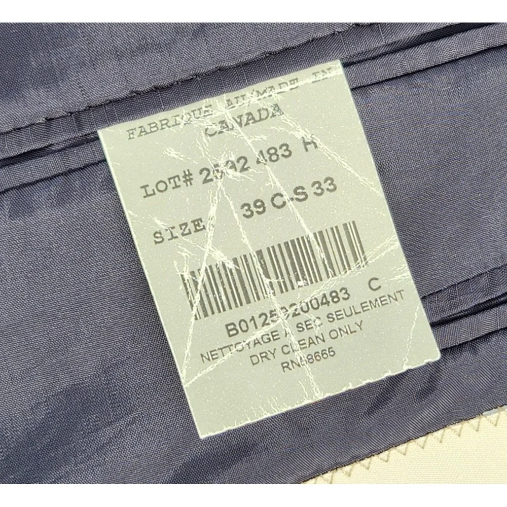 mens John Nordstrom sport coat‎ Blazer 100% Wool navy Blue LORO PIANA 110's 39 C